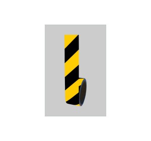 Bandă reflectorizantă galben-negru 5 cm × 10 m